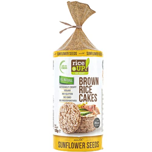 Rice Up Brown Rice Cakes (Vegan) Sunflower Seeds -Glutenfrei- 12er Pack (12x120g) von riceUP!