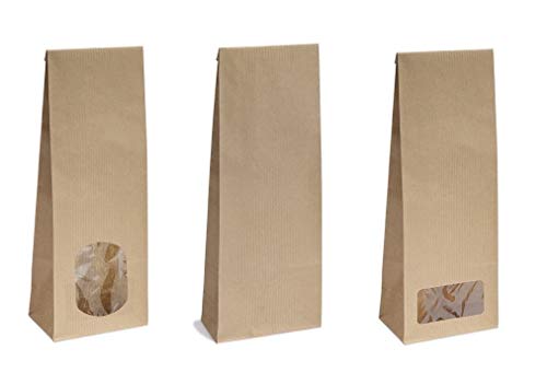 10x Blockbodenbeutel ohne Sichtfenster - 100g - 7 x 4 x 20,5 cm - Papiertüten Bodenbeutel Geschenktüte Papierbeutel Tütchen Kraftpapier Papierbeutel (100g – oF, 10 Stk) von rs-products