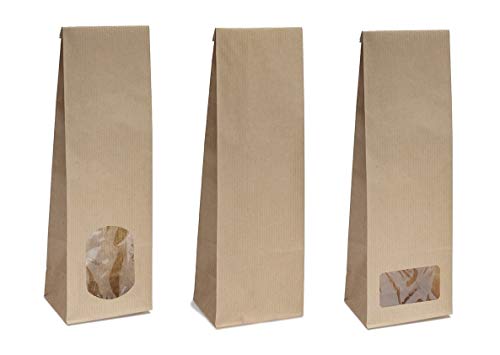 20x Blockbodenbeutel ohne Sichtfenster - 100g - 7 x 4 x 20,5 cm - Papiertüten Bodenbeutel Geschenktüte Papierbeutel Tütchen Kraftpapier Papierbeutel (100g – oF, 20 Stk) von rs-products
