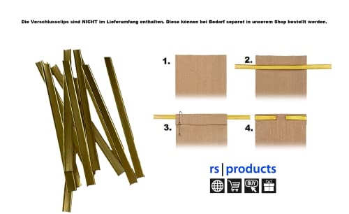 50x / 100x Verschlussclips für Blockbodenbeutel Verschlussstreifen 12cm/15 cm Clipbandverschluss (100x, 15 cm) von rs-products