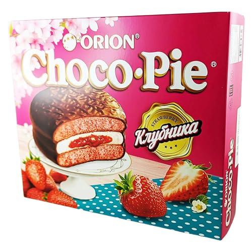 36 Orion Choco Pie Erdbeere 360g (3 Packungen x 12 Mini Kuchen) von rumarkt