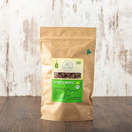 süssundclever.de® Bio Aprikosenwürfel | 1 kg | Aprikosen gehackt | plastikfrei und ökologisch-nachhaltig abgepackt von SÜSSUNDCLEVER.DE est 2016