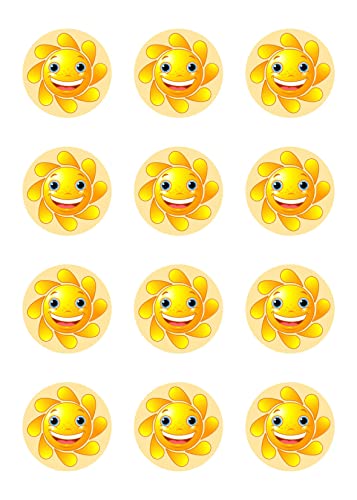 sales-world24 Muffinaufleger Cupcakes Muffins Kindergeburtstag Sonne S01 (Zuckerpapier) von sales-world24