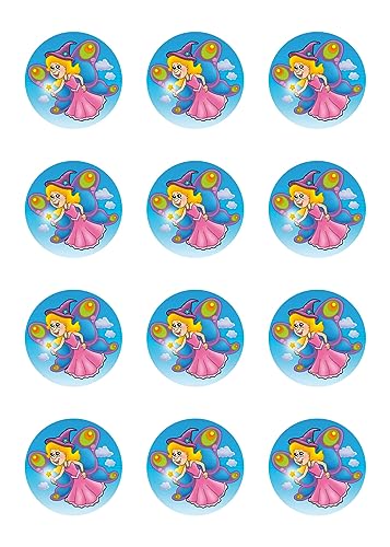 sales-world24 Muffinaufleger Cupcakes Muffins Zuckerpapier Kindergeburtstag Hexe Prinzessin Fee Fantasy FT03 von sales-world24