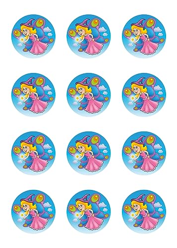 sales-world24 Muffinaufleger Cupcakes Muffins Zuckerpapier Kindergeburtstag Hexe Prinzessin Fee Fantasy FT03 von sales-world24