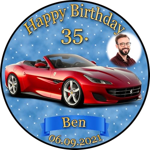 Tortenaufleger Fototorte Fahrzeuge Auto Rennwagen Ferrari FZ05 (Zuckerpapier) Rund 14 cm Ø mit Foto von sales-world24
