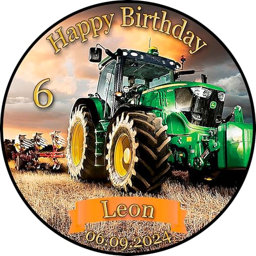 Tortenaufleger Fototorte Tortenbild Geburtstag Party Fahrzeuge Traktor Trecker FZ10 (Zuckerpapier) Rund 14 cm Ø ohne Foto von sales-world24
