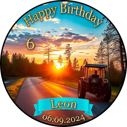 Tortenaufleger Fototorte Tortenbild Geburtstag Party Fahrzeuge Traktor Trecker FZ11 (Zuckerpapier) Rund 20 cm Ø ohne Foto von sales-world24