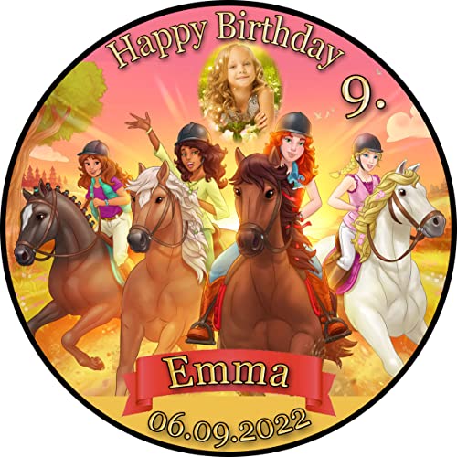 Tortenaufleger Fototorte Tortenbild Kindergeburtstag Horse Club HC01 (Zuckerpapier) Rund 20 cm Ø mit Foto von sales-world24