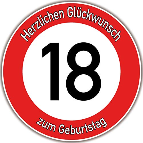 Tortenaufleger Fototorte Tortenbild Warnschild 18. Geburtstag rund 14 cm GB03 (Zuckerpapier) von sales-world24