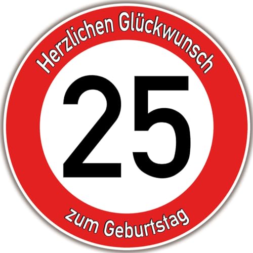 Tortenaufleger Fototorte Tortenbild Warnschild 25. Geburtstag rund 14 cm GB05 (Zuckerpapier) von sales-world24