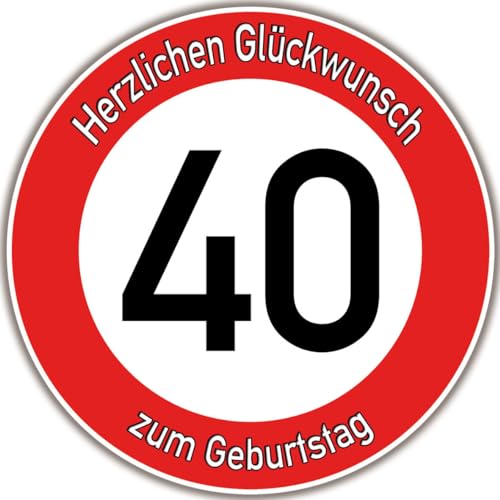 Tortenaufleger Fototorte Tortenbild Warnschild 40. Geburtstag rund 14 cm GB07 (Zuckerpapier) von sales-world24