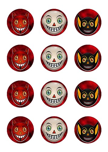 sales-world24 Muffinaufleger Cupcakes Muffins Halloween Zuckerpapier Teufel Clown Fledermaus HW26 von sales-world24