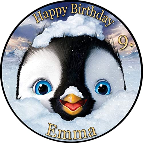 sales-world24 Tortenaufleger Fototorte Tortenbild Geburtstag Pinguin Happy Feet PI01 (Zuckerpapier) Rund 14 cm Ø ohne Foto von sales-world24