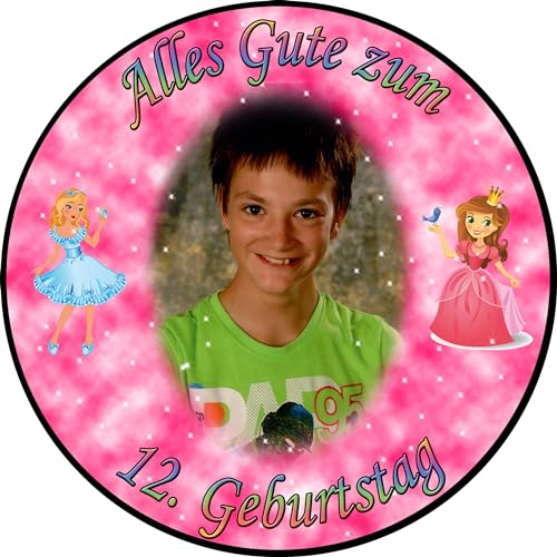 sales-world24 Tortenaufleger Fototorte Tortenbild zum Geburtstag Motiv: Prinzessin (Zuckerpapier) Rund 20 cm Ø Pink von dutis