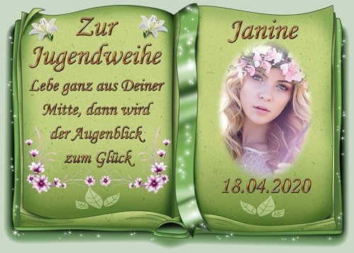 Tortenaufleger Fototorte Tortenbild zur Jugendweihe Buchform DIN A4 JW30 von sales-world24