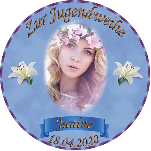 Tortenaufleger Fototorte Tortenbild zur Jugendweihe rund 20 cm Durchmesser JW3 von sales-world24