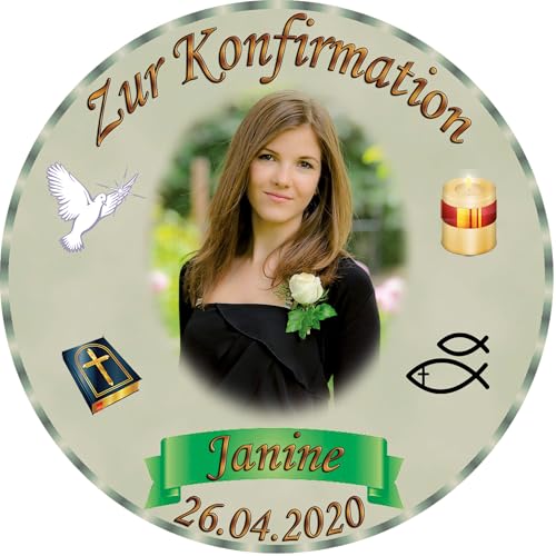 Tortenaufleger Fototorte Tortenbild zur Konfirmation rund 20 cm Durchmesser K1 von sales-world24