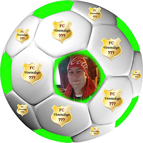 Tortenaufleger Fussball Fußball in 3D-Optik für einen tollen 3D-Effekt mit Foto & Vereinslogo Vereinswappen Rund 20 cm FB05 Grün Tortenaufleger Fussball Fußball in 3D-Optik für einen tollen 3D-Effekt mit Foto & Vereinslogo Vereinswappen Rund 20 cm FB05 Grün von sales-world24
