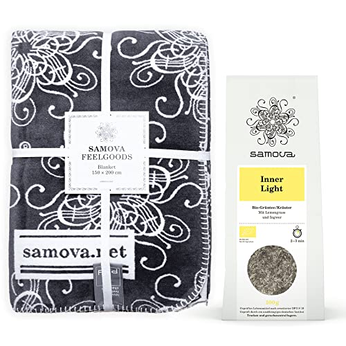 samova Relax Package Tee + Wohndecke – Bio-Kräutertee, Grüntee mit Lemongrass & Ingwer – (1 x 100g + Accessoire) von Samova