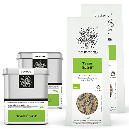 samova Team Spirit Bio 4er Teeset - Grüntee, Kräutertee mit Lemongrass & Weißem Tee (4 x 75g) von Samova
