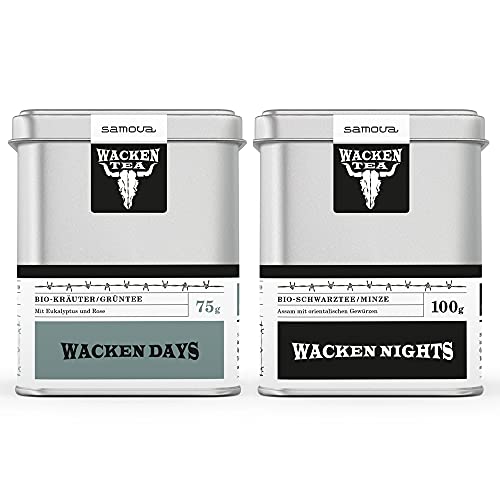 samova x Wacken Tee Days & Nights - Bio-Kräuter, Grüntee & Bio-Schwarztee, Minze - 2er Set (1 x 75 g & 1 x 100 g) von Samova