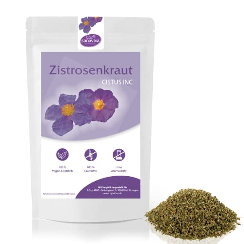 sanaviva® Zistrosenkraut 150g BIO Cistus Incanus geschnitten - Naturprodukt reich an Polyphenolen - abgefüllt und kontrolliert in Deutschland von sanaviva