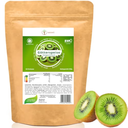 SANSEI Götterspeise 350g bis zu 50 Portionen - Zuckerfrei, Glutenfrei, ohne Fett, keine Kohlenhydrate (Kiwi) von sansei