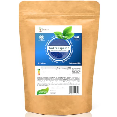 SANSEI Götterspeise 350g bis zu 50 Portionen - Zuckerfrei, Glutenfrei, ohne Fett, keine Kohlenhydrate (Blaubeere) SANSEI Götterspeise 350g bis zu 50 Portionen - Zuckerfrei, Glutenfrei, ohne Fett, keine Kohlenhydrate (Blaubeere) von sansei