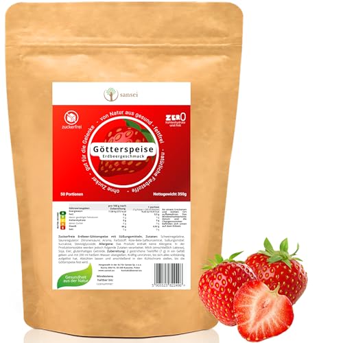 SANSEI Götterspeise 350g bis zu 50 Portionen - Zuckerfrei, Glutenfrei, ohne Fett, keine Kohlenhydrate (Erdbeere) SANSEI Götterspeise 350g bis zu 50 Portionen - Zuckerfrei, Glutenfrei, ohne Fett, keine Kohlenhydrate (Erdbeere) von sansei