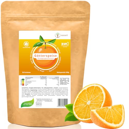 SANSEI Götterspeise 350g bis zu 50 Portionen - Zuckerfrei, Glutenfrei, ohne Fett, keine Kohlenhydrate (Orange) SANSEI Götterspeise 350g bis zu 50 Portionen - Zuckerfrei, Glutenfrei, ohne Fett, keine Kohlenhydrate (Orange) von sansei