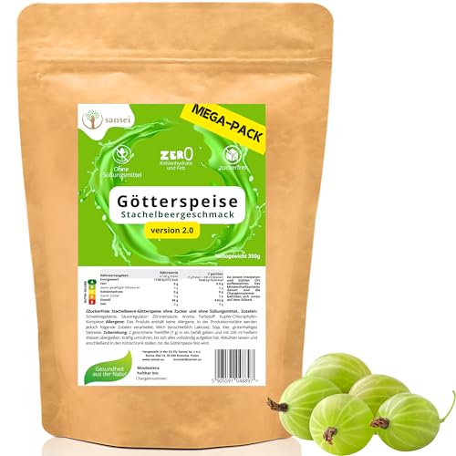 Zuckerfreie Götterspeise – Ohne Zucker & Süßungsmittel – Low Carb Dessert – 1 Portion (7 g) – Kalorienarm (Stachelbeeren) von sansei