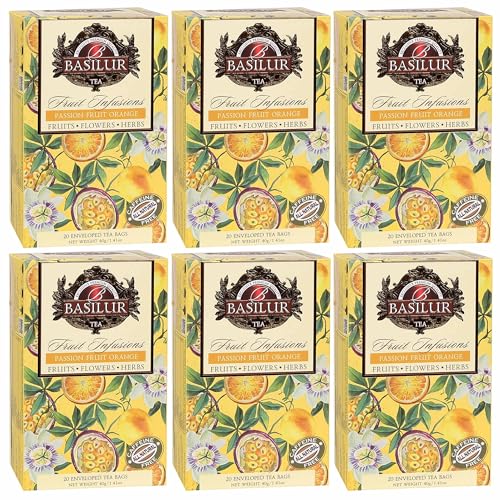 BASILUR Fruit Infusions - Entkoffeinierter Früchtetee mit Passionsfrucht-, Mandarinen- und Zitrusgeschmack, Beutel 20 x 2 g (6) von sarcia.eu