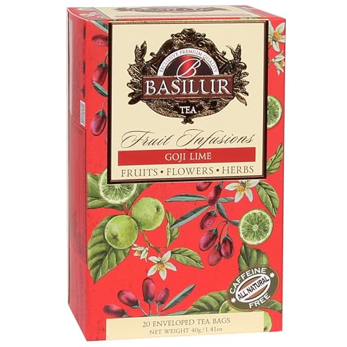 BASILUR Fruit Infusions - Entkoffeinierter Früchtetee mit natürlichem Goji-, Limetten- und Zitrusaroma, Beutel 20 x 2 g (1) von sarcia.eu
