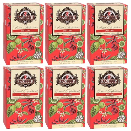 BASILUR Fruit Infusions - Entkoffeinierter Früchtetee mit natürlichem Goji-, Limetten- und Zitrusaroma, Beutel 20 x 2 g (6) von sarcia.eu