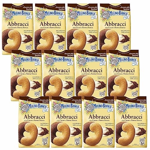 MULINO BIANCO Abbracci knusprige italienische Kekse mit Butter- und Kakaogeschmack 350g x 12 pakete (Abbracci, x12) von sarcia.eu