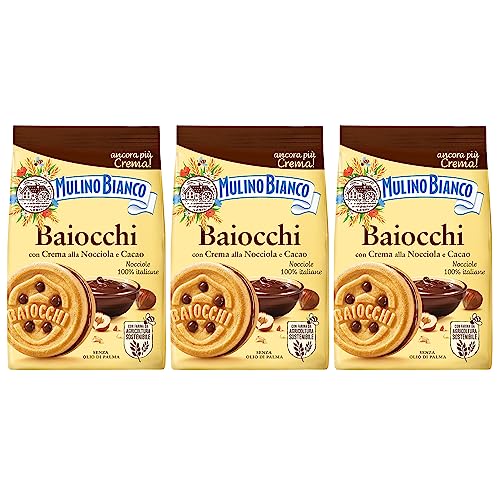 MULINO BIANCO Baiocchi - Mürbeteiggebäck mit Haselnusscreme und Kakao 260g (Kakao, x3) von sarcia.eu