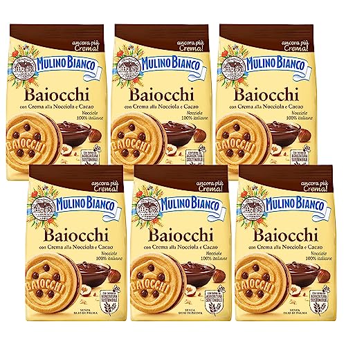 MULINO BIANCO Baiocchi - Mürbeteiggebäck mit Haselnusscreme und Kakao 260g (Kakao, x6) von sarcia.eu