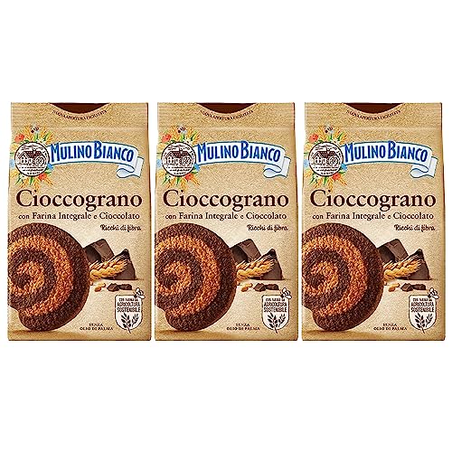 MULINO BIANCO Cioccograno Italienisches Mürbegebäck aus Vollkornmehl und dunkler Schokolade 330g x 3 pakete (Cioccograno, x3) von sarcia.eu