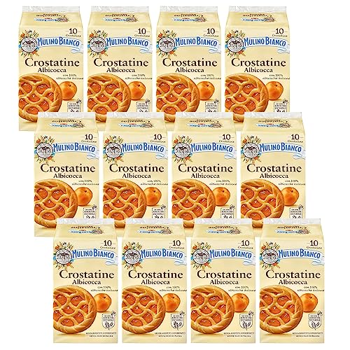 MULINO BIANCO Crostatine Albicocca - Italienisches Gebäck, Mini-Aprikosentörtchen 400g x 12 Pakete (Aprikose, x12) von sarcia.eu