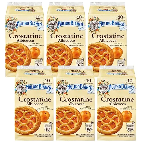 MULINO BIANCO Crostatine Albicocca - Italienisches Gebäck, Mini-Aprikosentörtchen 400g x 6 Pakete (Aprikose, x6) von sarcia.eu
