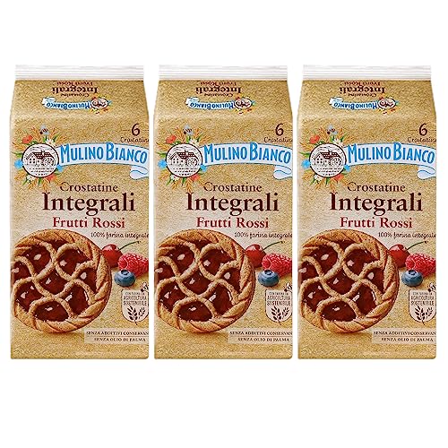 MULINO BIANCO Crostatine Integrali - Italienisches Gebäck, Vollkornkuchen mit Marmeladengeschmack aus roten Früchten 216g x 3 Pakete (Roten Früchten, x3) von sarcia.eu