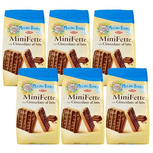 MULINO BIANCO Mini Fette - Italienische Mini-Kekse mit Überzug aus Milchschokolade 110g (x6) von sarcia.eu