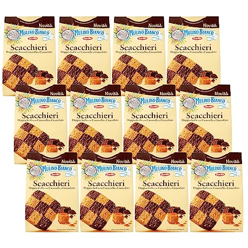 MULINO BIANCO Scacchieri - Italienische Schokoladen- und Karamellkekse 300g x 12 pakete (Scacchieri, x12) von sarcia.eu
