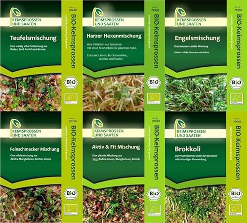 Keimsprossen Set mit 6 Sorten | Die beliebtesten Keimsprossenmischungen als Set | Samen für die Sprossenanzucht Sprossen | Sprossensaat | Keimsprossen | Keimsaaten von satimex