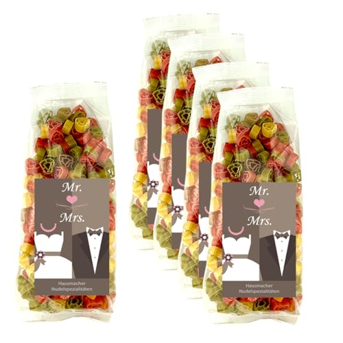 5x 250 gr. Nudeln Motiv: Mr. und Mrs./Geschenk/Kundengeschenk/Gastgeschenk von schenken-24