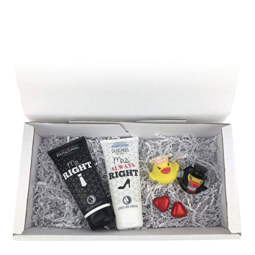 Geschenk zur Hochzeit - Badeenten - Brautpaar - ideal zum Geld verschenken - Duschgel Mr. und Mrs - witziges Geschenk - inkl. Geschenkverpackung - von schenken-24