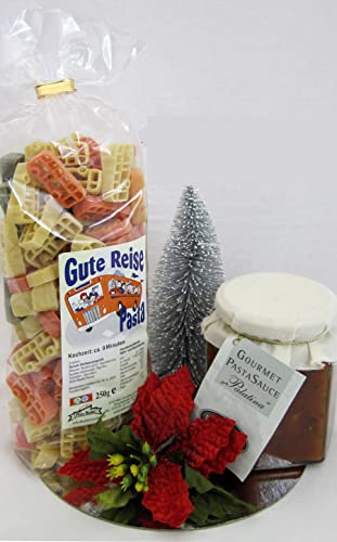 Gute-Reise-Pasta mit Gourmet-Soße und Spardose Koffer Gute-Reise-Pasta mit Gourmet-Soße und Spardose Koffer von schenken und wohnen