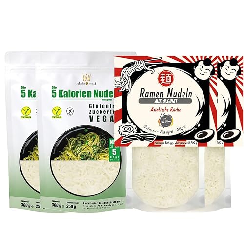 2x 5 Kalorien Nudeln und 2x Ramen Nudeln, Nudeln aus Alginat SCHULTZ UND KÖNIG, KALORIENARM UND GLUTENFREI von schultz und könig