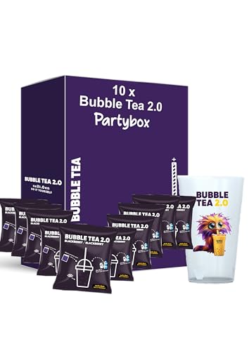 Brombeere Bubble Tea 2.0 Party Set – 10x Instant Bubble Tea Beutel inkl. Mehrwegbecher & Strohhalme – Perfekt für Kindergeburtstage & Partys von schultz und könig
